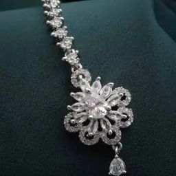 Rhodium-Plated American Diamond-Studded Mang Tikka-13