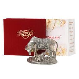 Kamdhenu Cow with Calf & Krishna God Idol-4