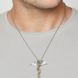 Silver-Plated Dragon Pendant with Chain-image-59