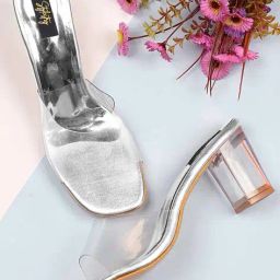 shoetopia Transparent Broad Strap Block Heels image 1