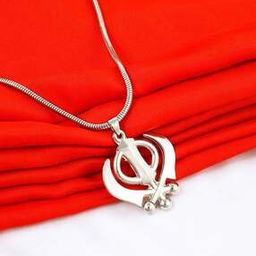 Stainless Steel Sikh Khanda Pendant with Chain-22