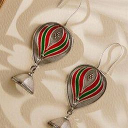 Silver-Plated Oxidized Drop Earrings-image-3