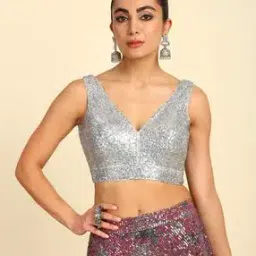 Women Embellished Back-Open Blouse-image-14