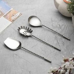 Set of 3 Stainless Steel Twisted Handle Serving Spoons-15