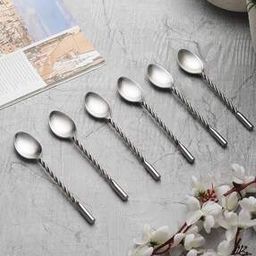 Set of 6 Spoons with Matt Finish Twisted Handle-22