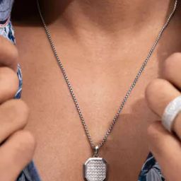 Men Silver-Plated Stone-Studded Chain-14