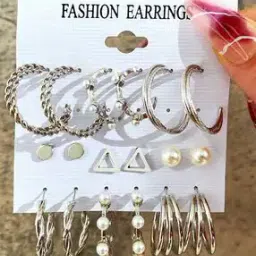 Set of 9 Silver-Toned Hoop Earrings-image-24