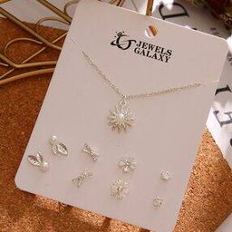 Women Set of 5 Silver-Plated Pendant & Earrings Set-image-6