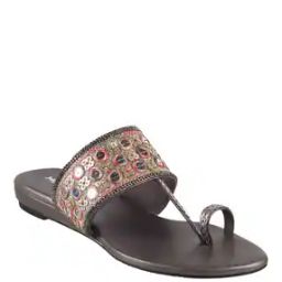 Embellished Slip-On Toe-Ring Flat Sandals-25