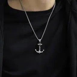 Silver-Plated Anchor-Design Chain Pendant-image-55