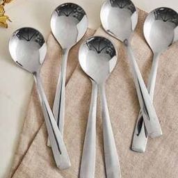Set of 6 Stainless Steel Soup Spoons-18