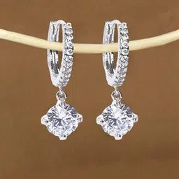 Silver-Plated Stone-Studded Drop Earrings - Eeyc12_Ajr4-image-27