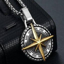 Silver-Plated Chain with Compass Pendant-31