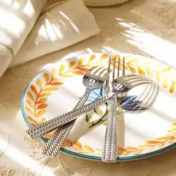 Set of 6 Silver Stainless Steel Zig Zag Textured Dessert Knives-26
