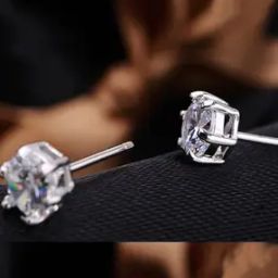 Men Silver-Plated American Diamond-Studded Stud Earrings-18