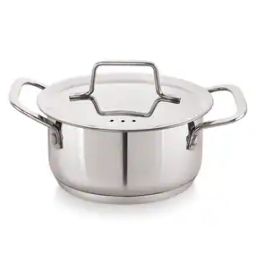 Stainless Steel Impact Bonded Tri Ply Bottom Induction Straight Casserole with Steel Lid-11