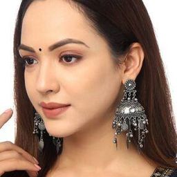 Oxidised Jhumka Earrings-image-32