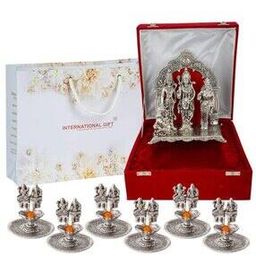 Set of 6 Diyas with Ram Darbar God Idol Showpiece-image-52