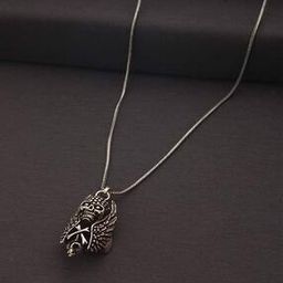 Silver-Plated Chain with Winged-Skull Pendant-image-34