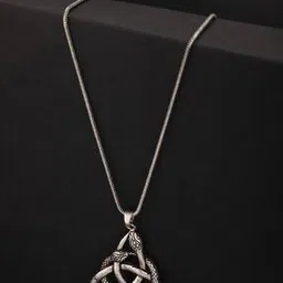 bold by priyaasi Silver-Plated Snake Triad Pendant with Chain-picture-4