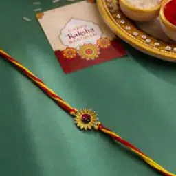 Sunflower Motif Tie-Up Rakhi with Card-46