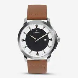 Silver Dial Analogue Fashion Watch with Date Function And Leather Strap For Men-80