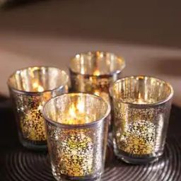 Set of 4 Floral Design Glass Votives Candle Holders-image-56