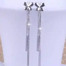 Silver-Plated Butterfly Drop Earrings-image-2