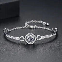 fashion frill Silver-Plated Stone-Studded Bracelet-picture-6