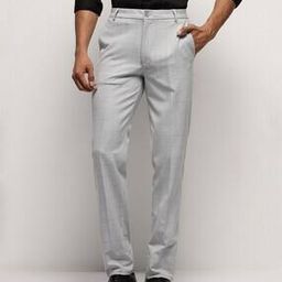 Men Checked Mid-Rise Slim Fit Flat-Front Pants-image-4