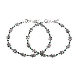 Set of 2 Oxidised Ethnic Anklets-10