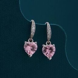 carlton london Dangling Heart CZ Rhodium Plated Drop Earrings - FJE4057-picture-36