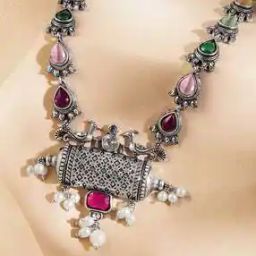 Women Silver-Plated Stone-Studded Necklace-image-38
