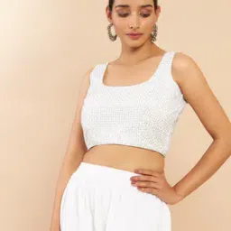 Embellished Sleeveless Blouse-28