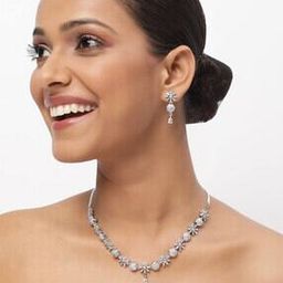AD-Studded Necklace & Earrings Set-picture-35