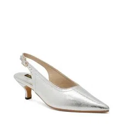 Silver-Toned Pumps with Pointed Toes Shape-image-24