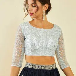 Embroidered Round-Neck Blouse-image-94