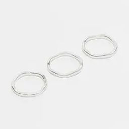 Men Pack of 3 Stackable Molten Silver-Plated Band Rings-picture-51