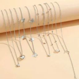 Pack of 6 Silver-Plated Chain Necklaces-46