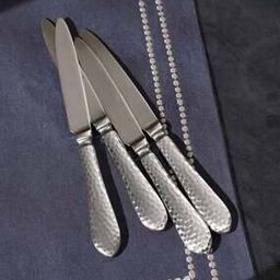 Set Of 4 Silver Hammered Stainless Steel Dinner Knives-16