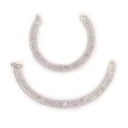 Silver-Plated Stone-Studded Anklets-image-65