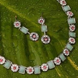American Diamond-Studded Necklace & Earrings Set-image-45