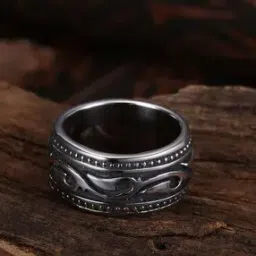kairangi by yellow chimes Silver-Plated Metal Band Ring-picture-11