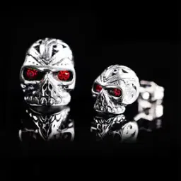 Stone-Studded Skull Stud Earrings-24