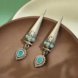 fabindia Women Oxidized Dangler Earrings-picture-23