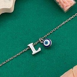 Silver-Plated L Letter Evil Eye Bracelet Rakhi-image-90