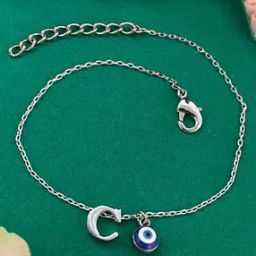 Silver-Plated Link Chain C Letter Bracelet Rakhi-image-65