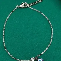 Silver-Plated J Letter Evil Eye Bracelet Rakhi-image-47