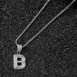 Men Silver-Plated Chain with American Diamond-Studded Pendant-11