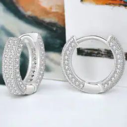 Women Silver-Plated American Diamond-Studded Hoop Earrings-39
